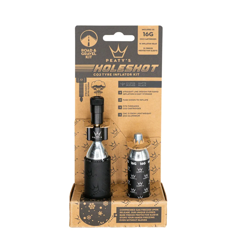Photos - Patch & Repair Kit Peaty's Holeshot CO2 Tyre Inflator in Black - Road and Gravel 16g PT-PPR-HTI-RAG-SLT