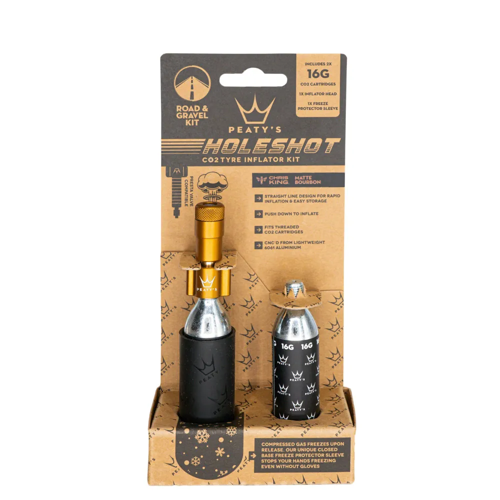 Team Cycles Peaty's Holeshot CO2 Tyre Inflator in Bourbon - Road And Gravel 16g | Interest FREE Finance & Online Refund Policy.