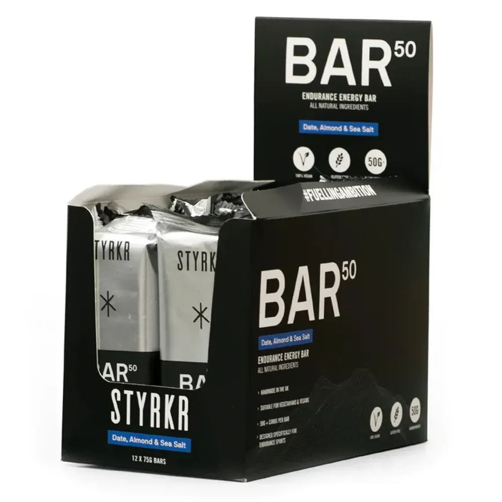 Team Cycles Styrkr STYRKR BAR50 Date Almond Dark Chocolate Energy Bar 65g | Interest FREE Finance & Online Refund Policy.