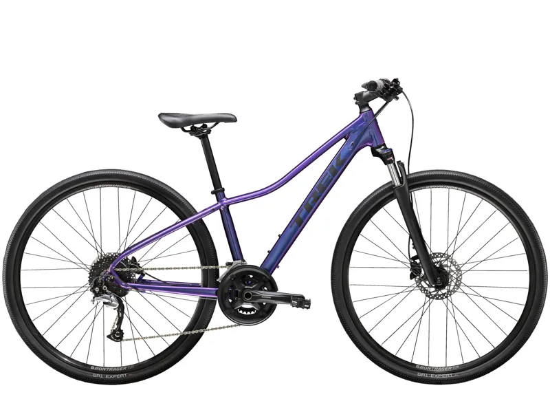 purple hybrid bike