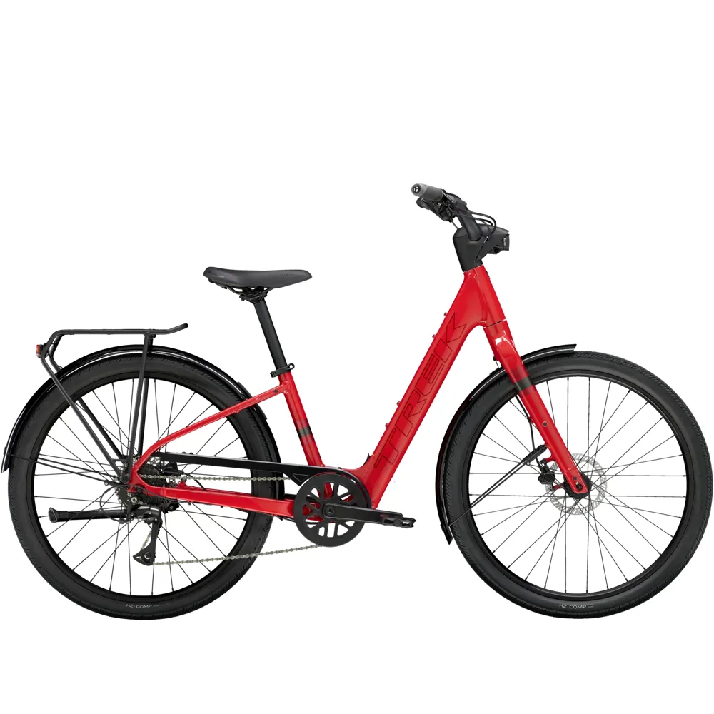 Team Cycles Trek TREK Verve+ 1 Lowstep LT 250Wh Electric Hybrid Bike in Viper Red | Interest FREE Finance & Online Refund Policy.